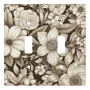 Vintage Floral Sepia Pattern (7) Light Switch Cover