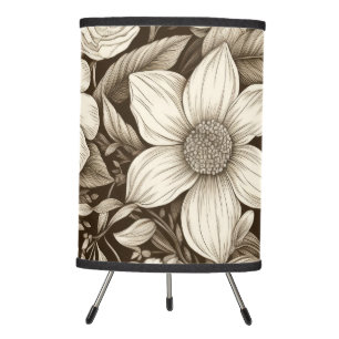 Vintage Floral Sepia Pattern (7) Tripod Lamp