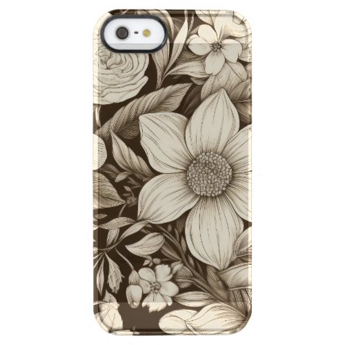 Vintage Floral Sepia Pattern 7 Clear iPhone SE55s Case