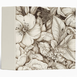 Vintage Floral Sepia Pattern (8) 3 Ring Binder