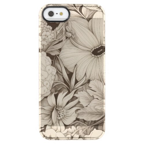 Vintage Floral Sepia Pattern 8 Clear iPhone SE55s Case
