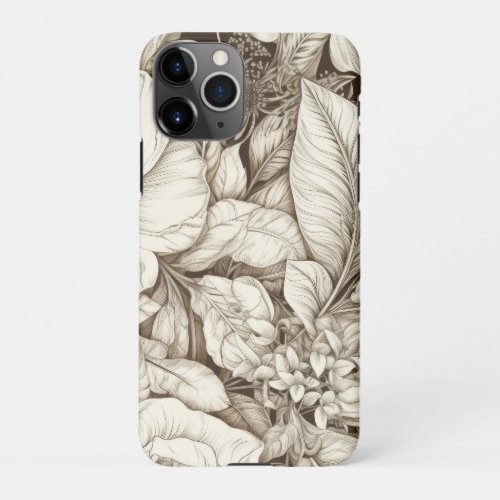 Vintage Floral Sepia Pattern 9 iPhone 11Pro Case
