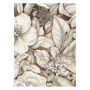 Vintage Floral Sepia Pattern (9) Tablecloth