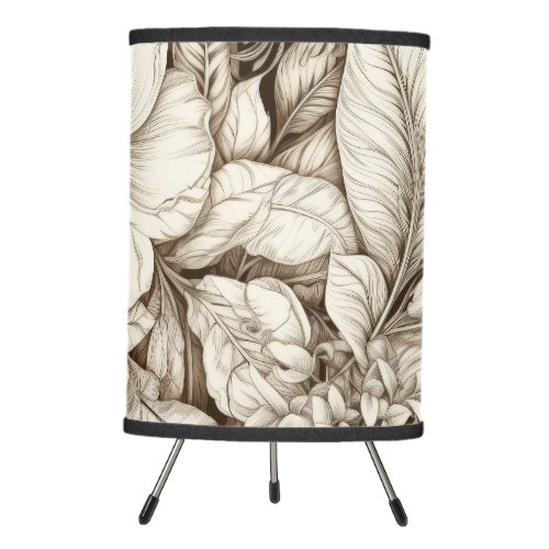 Vintage Floral Sepia Pattern 9 Tripod Lamp