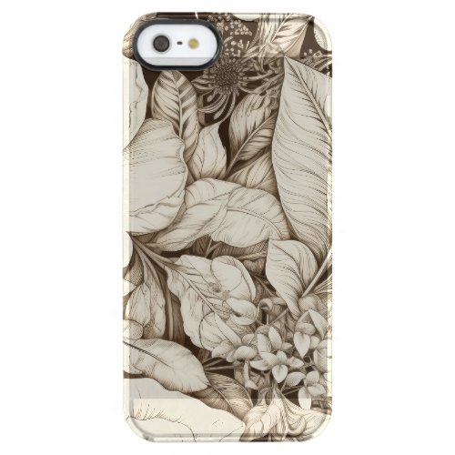 Vintage Floral Sepia Pattern 9 Clear iPhone SE55s Case