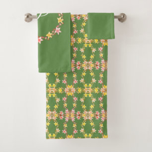 Vintage Floral Shabby Chic Bath Towel Set