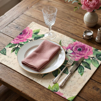 Vintage Floral Shabby Chic Cloth Placemat