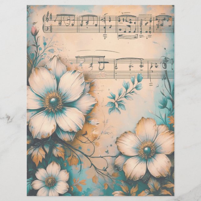 Vintage Floral Shabby Chic Scrapbook Paper (Front)