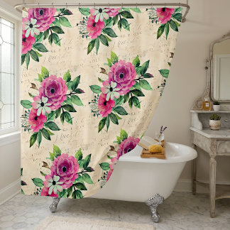 Vintage Floral Shabby Chic Shower Curtain