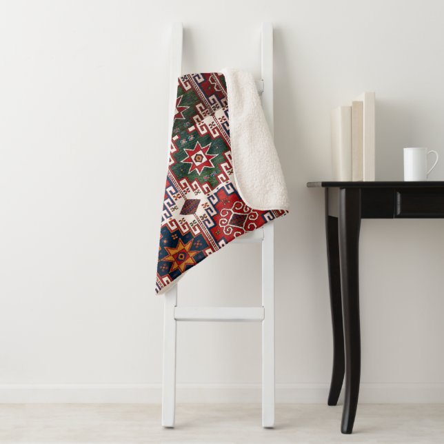 Vintage Floral Sherpa Blanket Throw  (In Situ)