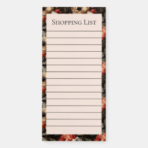 Vintage Floral Shopping List Magnetic Notepad
