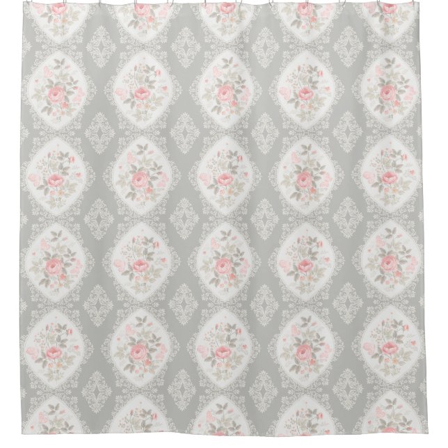 Vintage Floral Shower Curtain (Front)