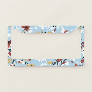 Vintage Floral: Simple Fabric Background. License Plate Frame