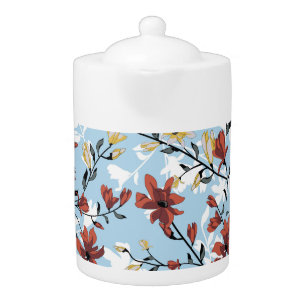 Vintage Floral: Simple Fabric Background. Teapot