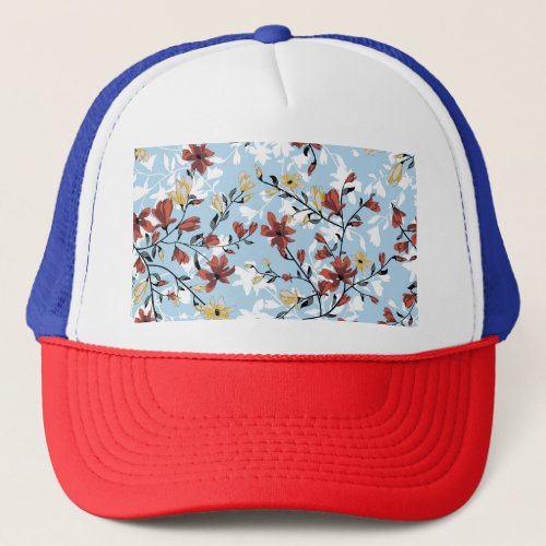 Vintage Floral Simple Fabric Background Trucker Hat