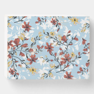 Vintage Floral: Simple Fabric Background. Wooden Box Sign