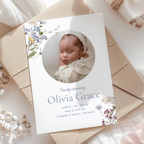 Vintage Floral Simplicity  Olivia Thank You Birth Announcement