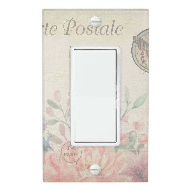 Vintage Floral Single Rocker Light Switch Cover (In Situ)