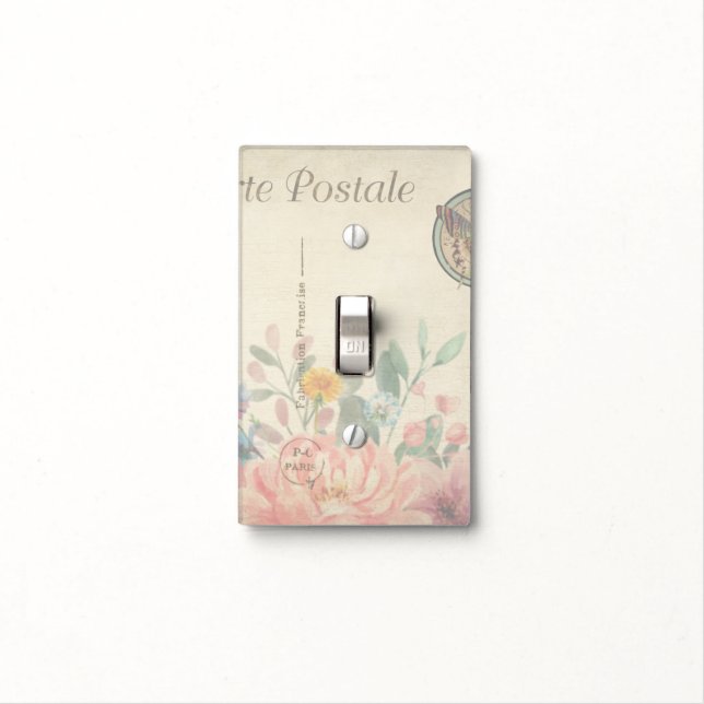 Vintage Floral Single Toggle Light Switch Cover (In Situ)