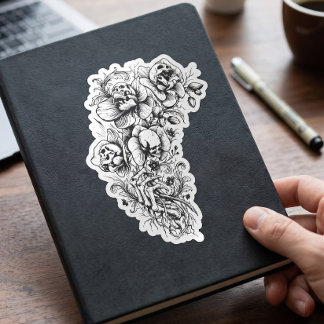 Vintage Floral Skeleton – Gothic Skulls and Dark B Sticker