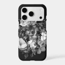Vintage Floral Skull Black & White Customizable