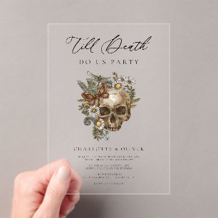 Vintage Floral Skull & Butterfly Gothic Wedding Acrylic Invitations