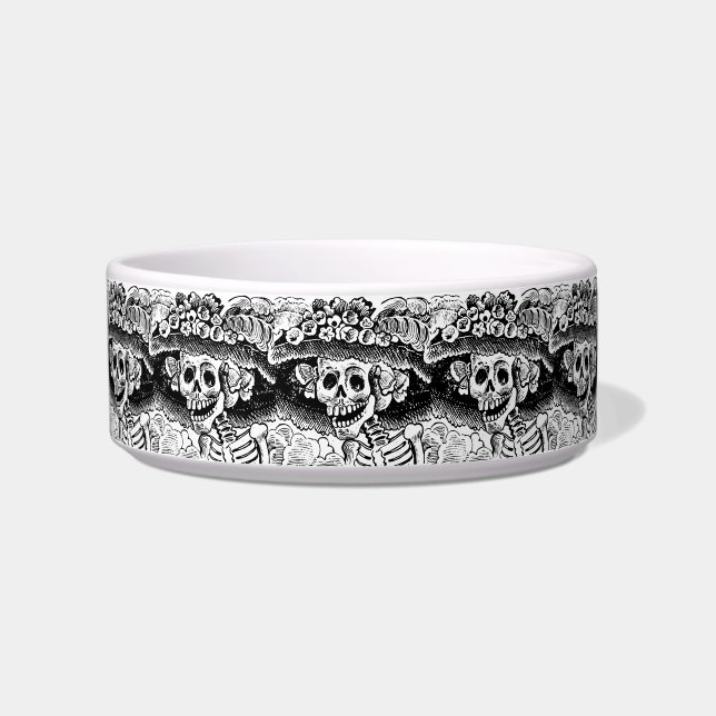 Vintage Floral Skull Halloween Bowl (Front)