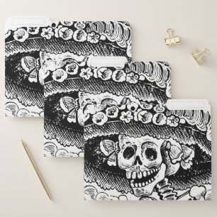 Vintage Floral Skull Halloween File Folder