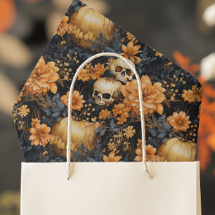 Vintage Floral Skull Halloween Tissue Paper