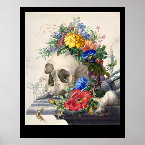 Vintage Floral Skull Print