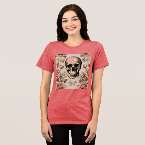 Vintage Floral Skull Tri_Blend Shirt