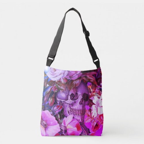 Vintage Floral Skull Vibrant Crossbody Bag