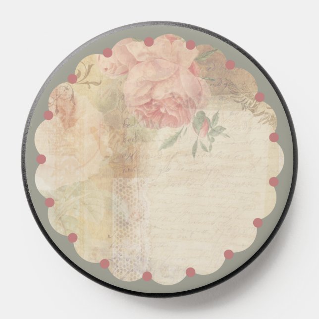 Vintage Floral Smartphone Custom MagSafe PopGrip PopSocket (Popsocket)