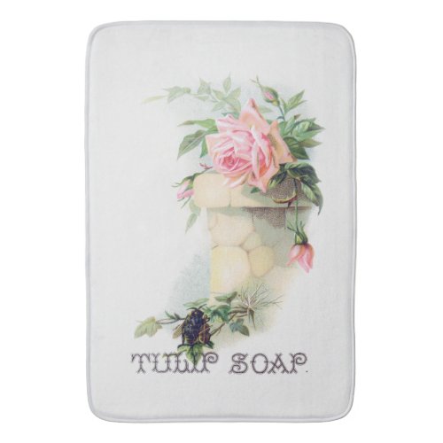 Vintage Floral Soap Ad Art Bathroom Mat