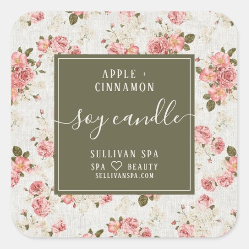 Vintage Floral Soy Candle Label