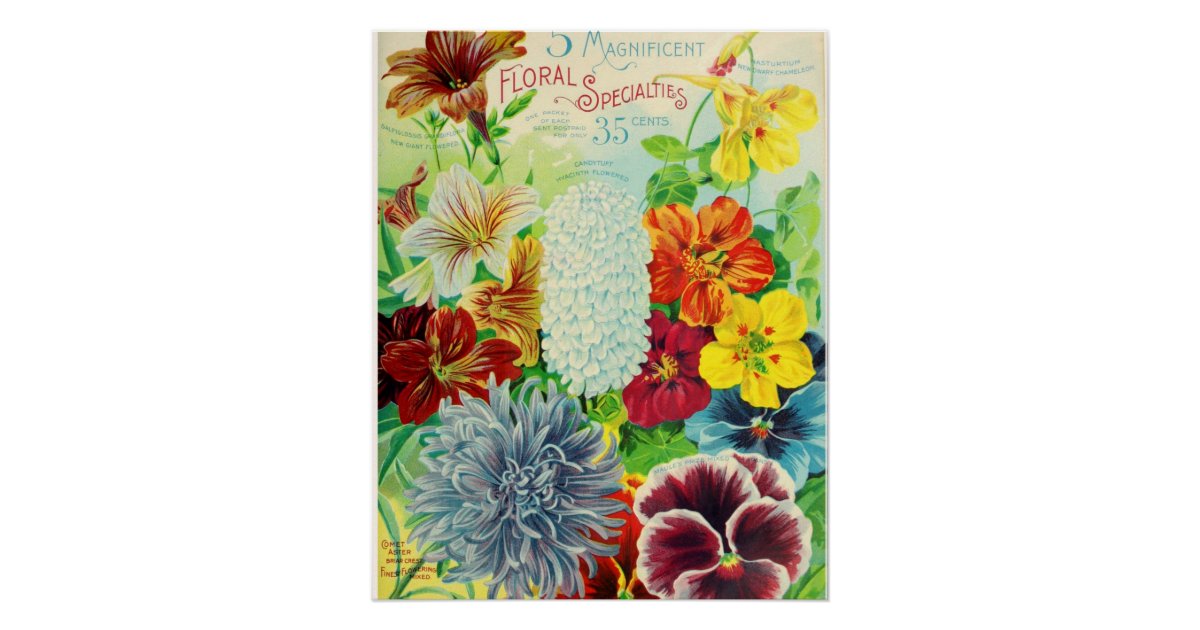 Vintage Floral Specialties Poster | Zazzle