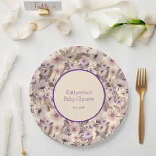 Vintage Floral Spring Baby Shower Paper Plates