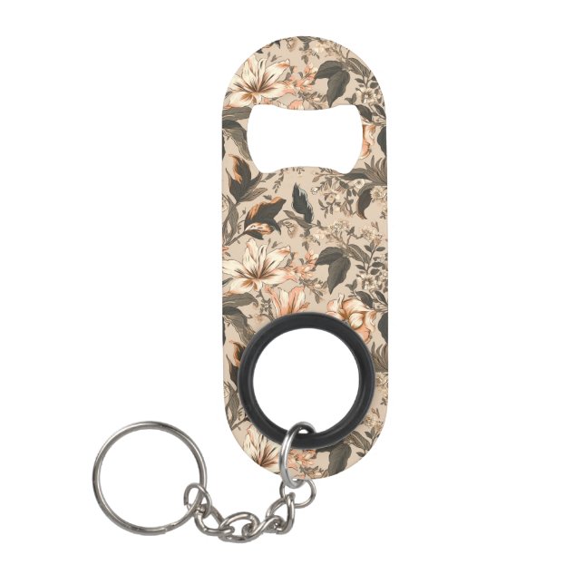 Vintage Floral Stainless Steel Bottle Opener (Front)