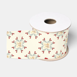 Vintage Floral Star Christmas Gift Wrap Grosgrain Ribbon