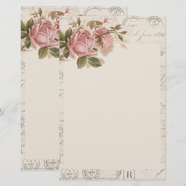 Vintage floral Stationery (Front/Back)