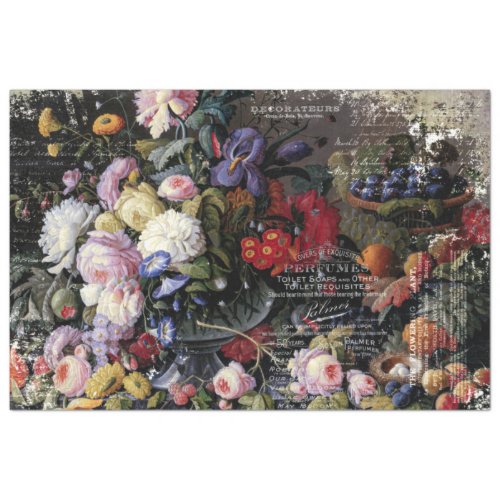 Vintage Floral Still Life Ephemera Decoupage Tissue Paper