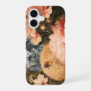 Vintage Floral Still Life with Red and White Bloom iPhone 16 Case