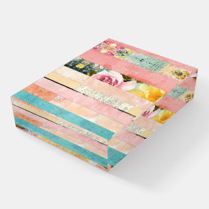 Vintage Floral Stripe Collage in Pastels Paperweight