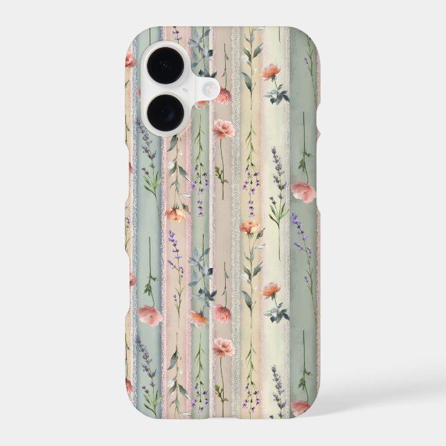Vintage Floral Stripe iPhone Case (Back)