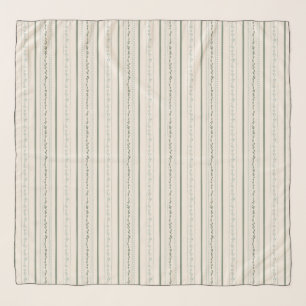 Vintage Floral Striped Cream, Blue and Green Scarf