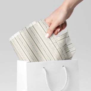 Vintage Floral Striped Cream, Blue and Green Tissue Paper