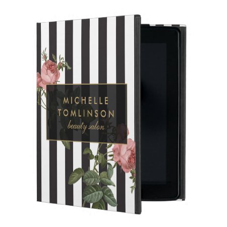 Vintage Floral Striped Personalized Ipad Case