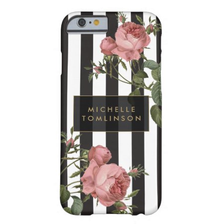 Vintage Floral Striped Personalized Iphone Case