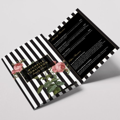 Vintage Floral Striped Salon Brochure