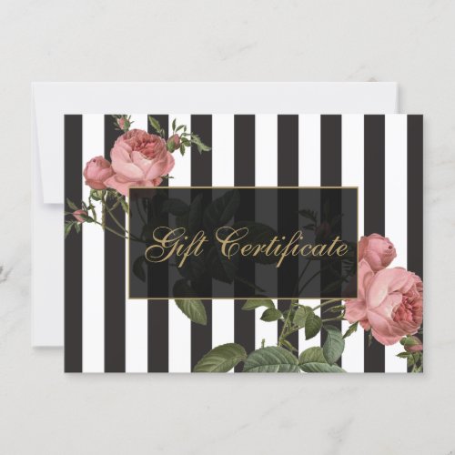 Vintage Floral Striped Salon Gift Certificate